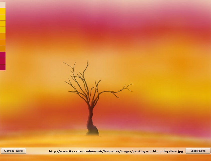 Tree with palette from Rothko http://www.its.caltech.edu/~suvir/favourites/images/paintings/rothko.pink-yellow.jpg